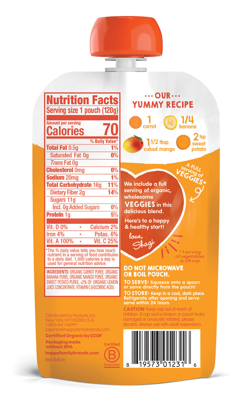 Happy Tot Love My Veggies Organic Carrot Banana Mango And Sweet Potato Blend (16x4.22 OZ)-1