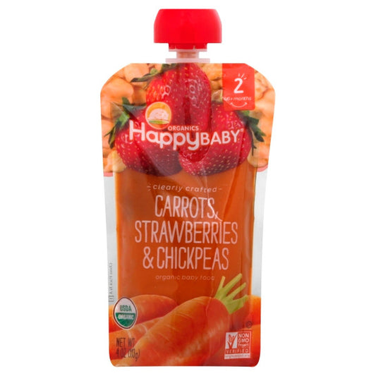 Happy Baby Stage 2 Clearly Crafted Carrots, Strawberries and Chickpeas (16x4 OZ)-0